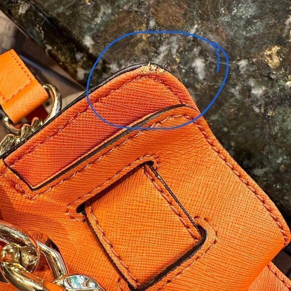 Michael Kors Orange Leather Hamilton Large Tote Bag 14”Lx13”Hx5.5D - Picture 5 of 10